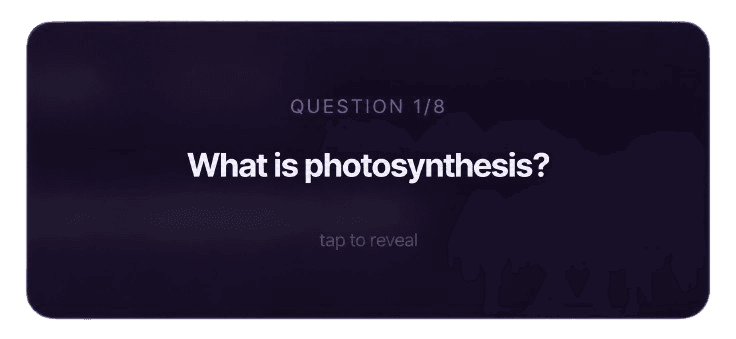 A FASTLLY flashcard asking what photosynthesis is